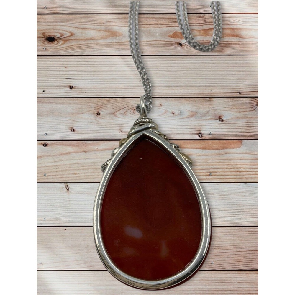Brighton Nwt Brazilian Crystal Rust Cabochon conv length Necklace W/Pouch - Picture 3 of 3